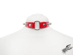 Red Faux Leather Studded O Ring Choker