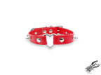 Red Faux Leather Studded Heart Ring Choker