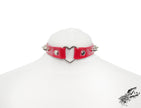 Red Faux Leather Studded Heart Ring Choker