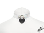 Holographischer silberner Herz-Vorhängeschloss-Choker
