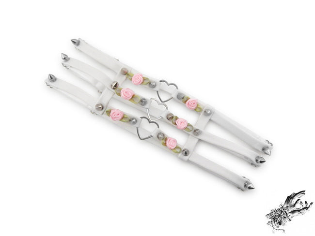 White 3 Strap Heart Ring Garter