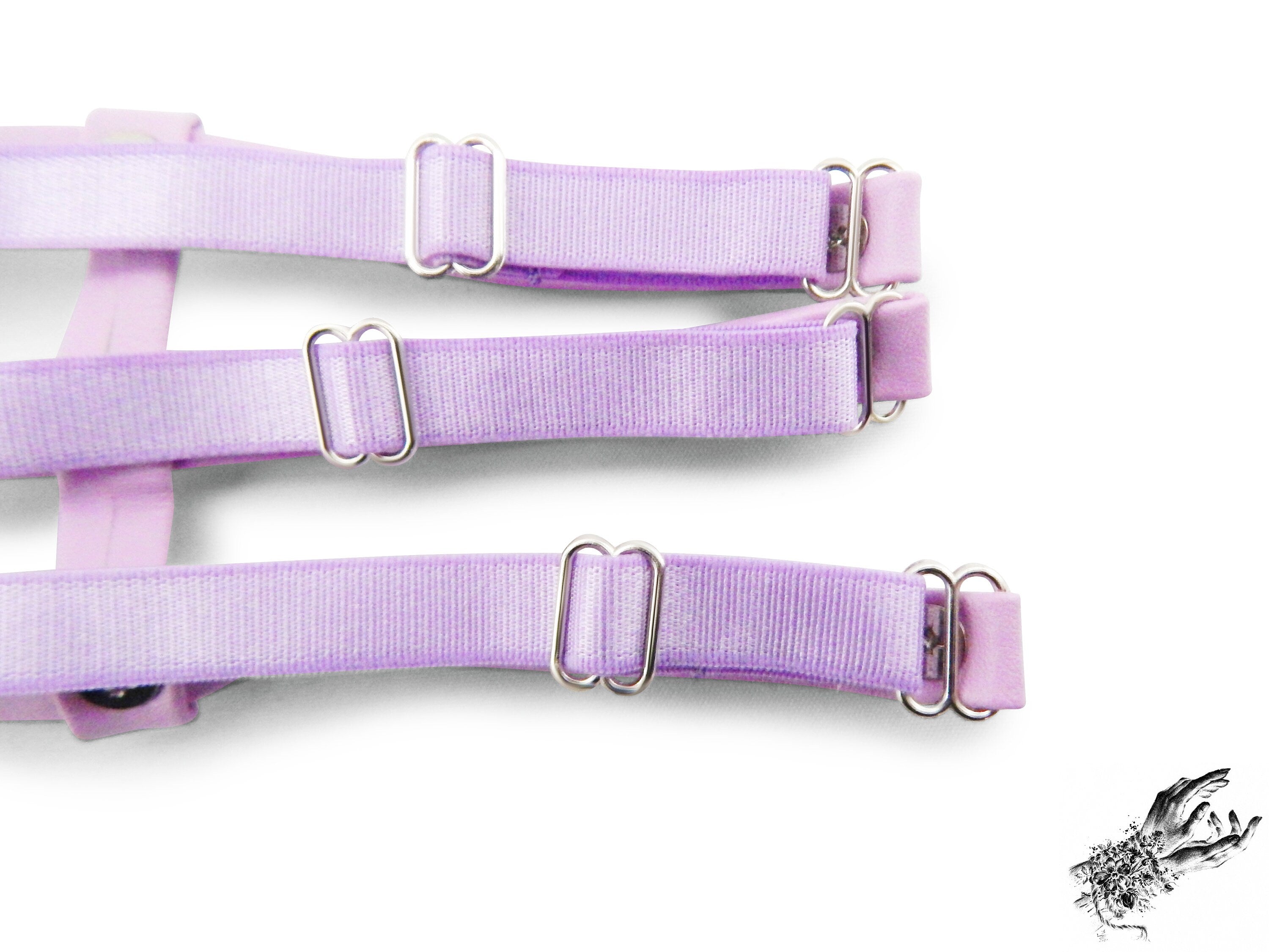 Lavender 3 Strap Heart Ring Garter