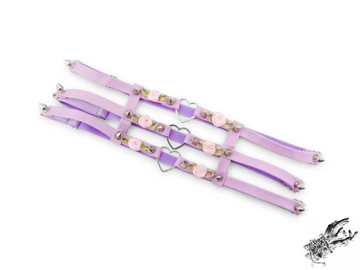 Lavender 3 Strap Heart Ring Garter