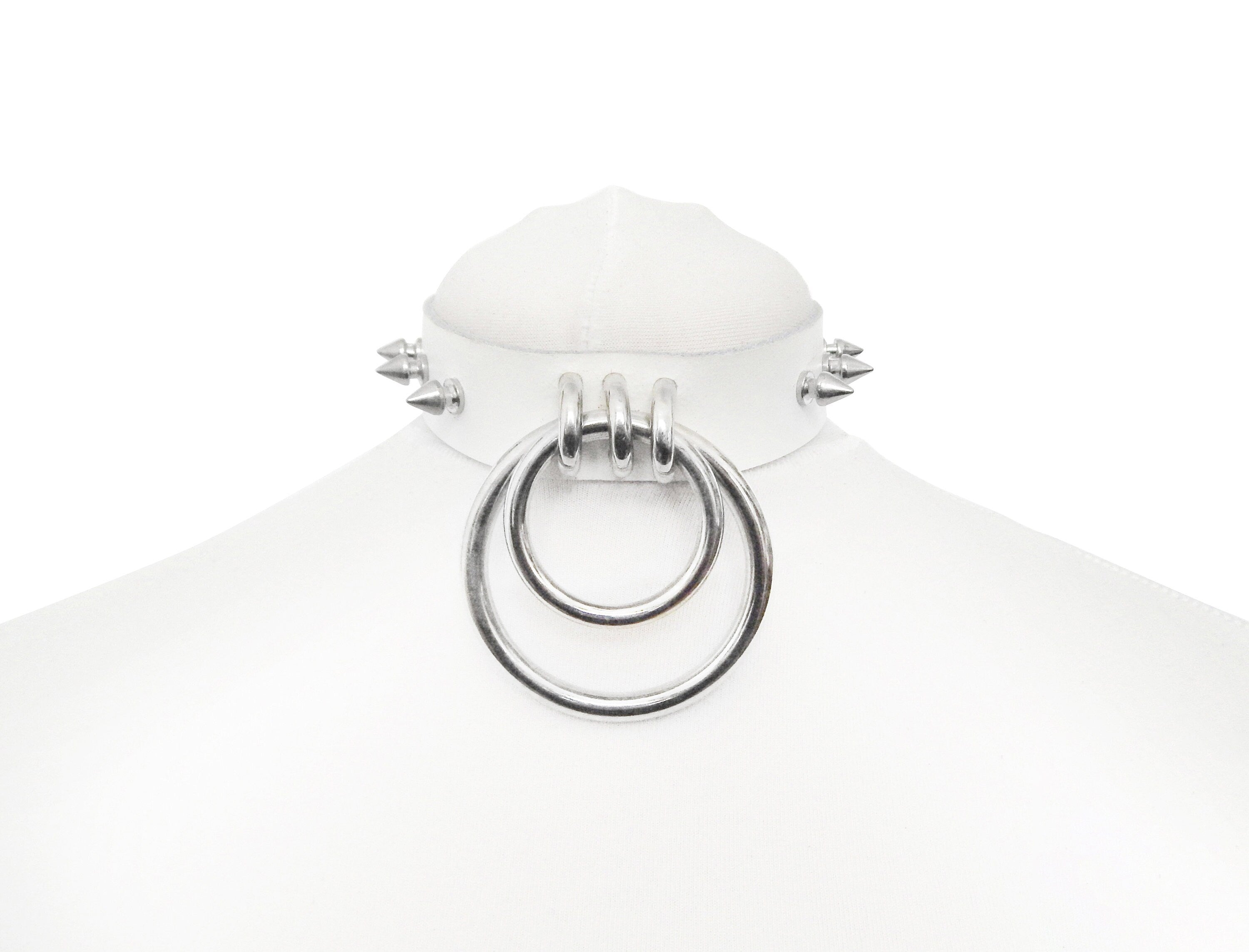 White Studded Double O Ring Choker
