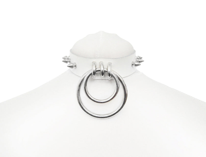White Studded Double O Ring Choker