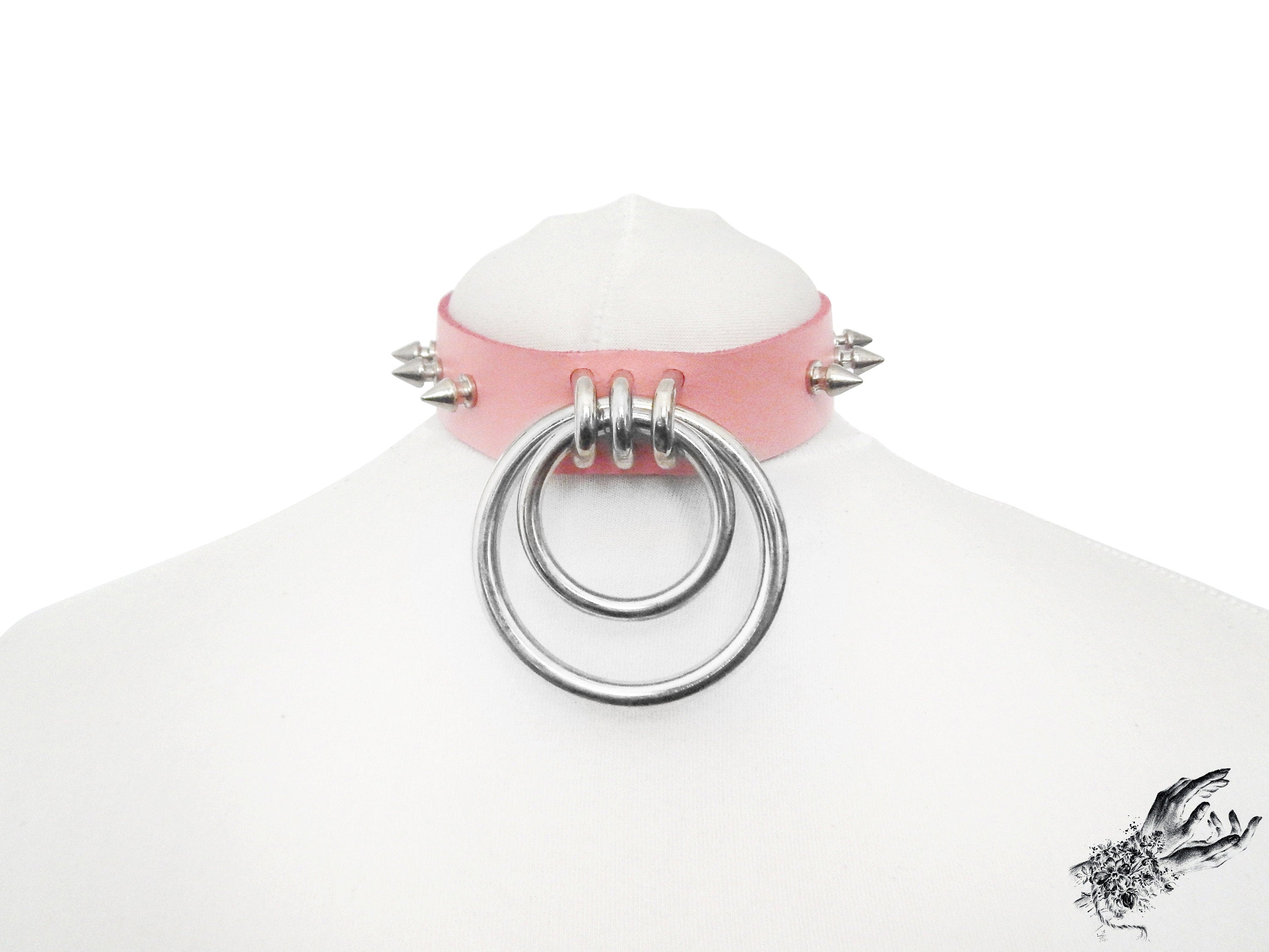 Pink Studded Double O Ring Choker