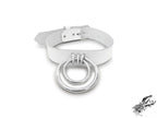 White Leather Double O Ring Choker