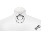 White Leather Double O Ring Choker