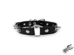 Black Faux Leather Studded O Ring Choker