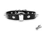 Black Faux Leather Studded O Ring Choker