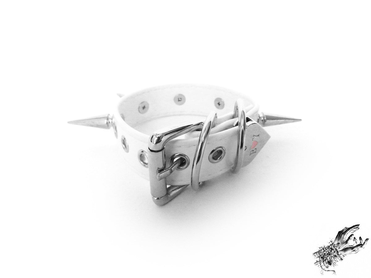 White Spike Studded Ankle Cuffs