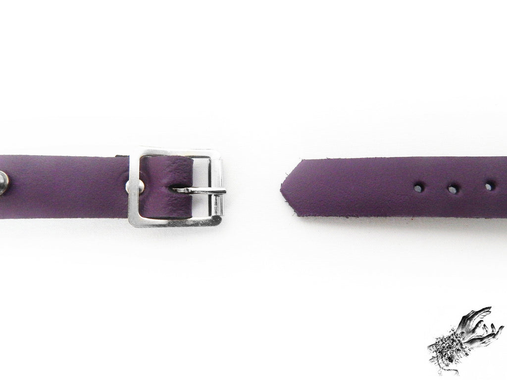 Purple Leather Heart Ring Ankle Cuffs