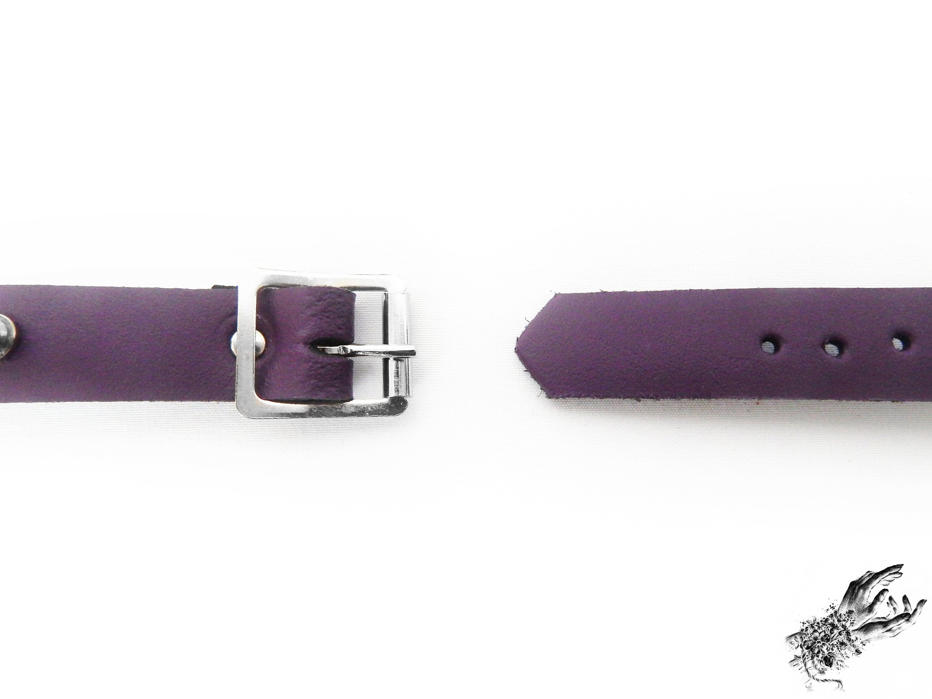 Purple Leather Heart Ring Ankle Cuffs