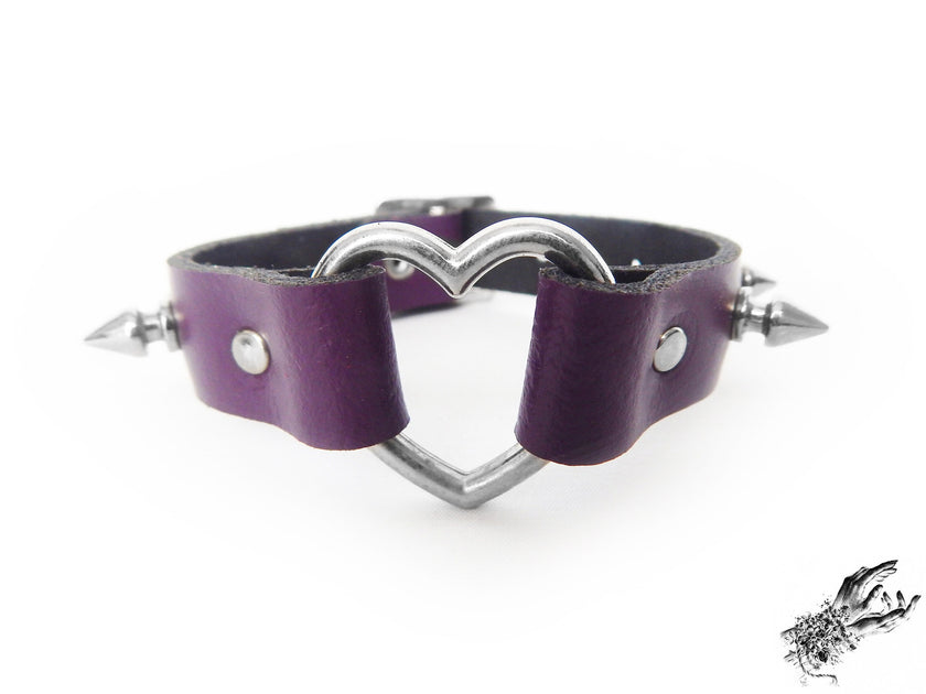 Purple Studded Heart Ring Ankle Cuffs