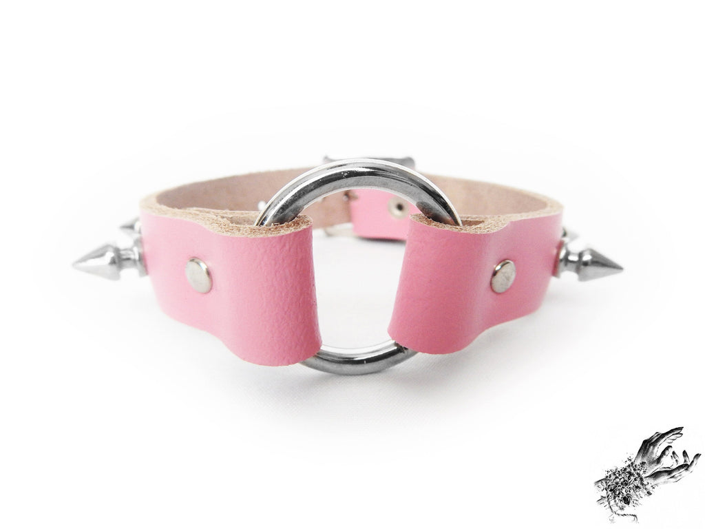 Pink Studded O Ring Ankle Cuffs
