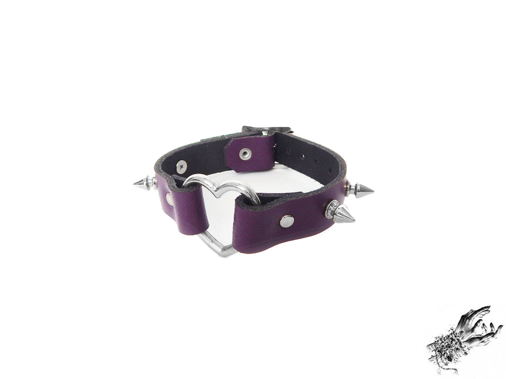 Purple Studded Heart Ring Ankle Cuffs