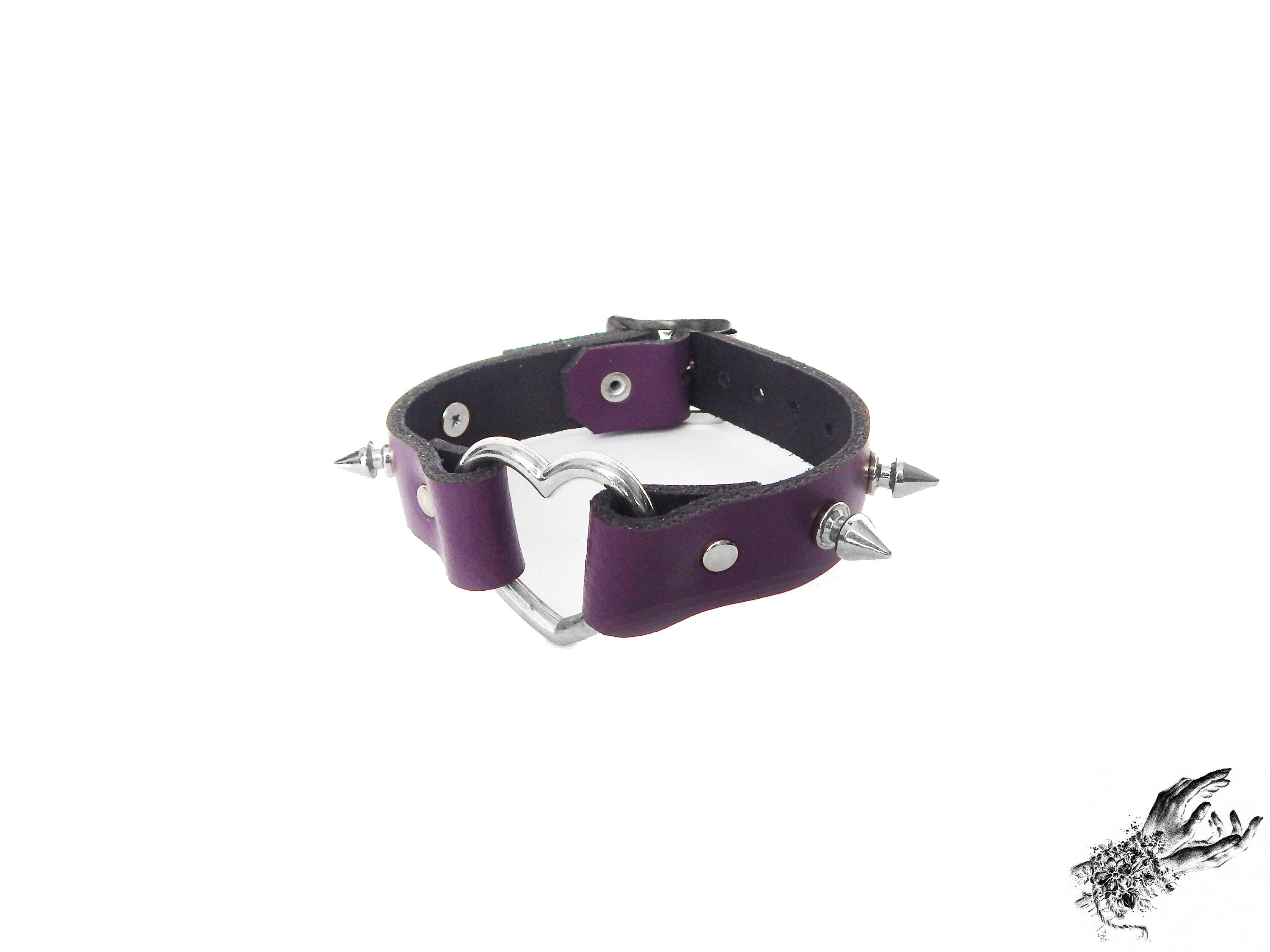Purple Studded Heart Ring Ankle Cuffs
