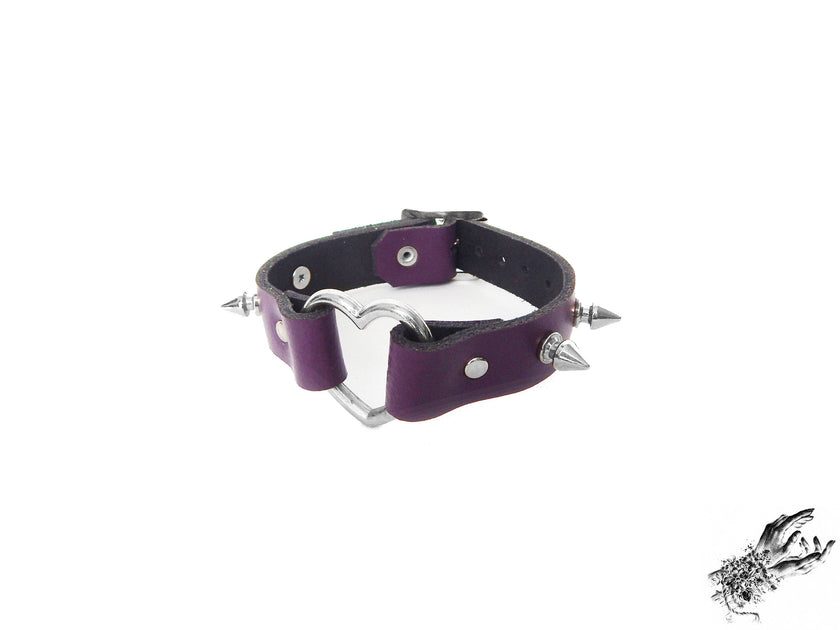 Purple Studded Heart Ring Ankle Cuffs