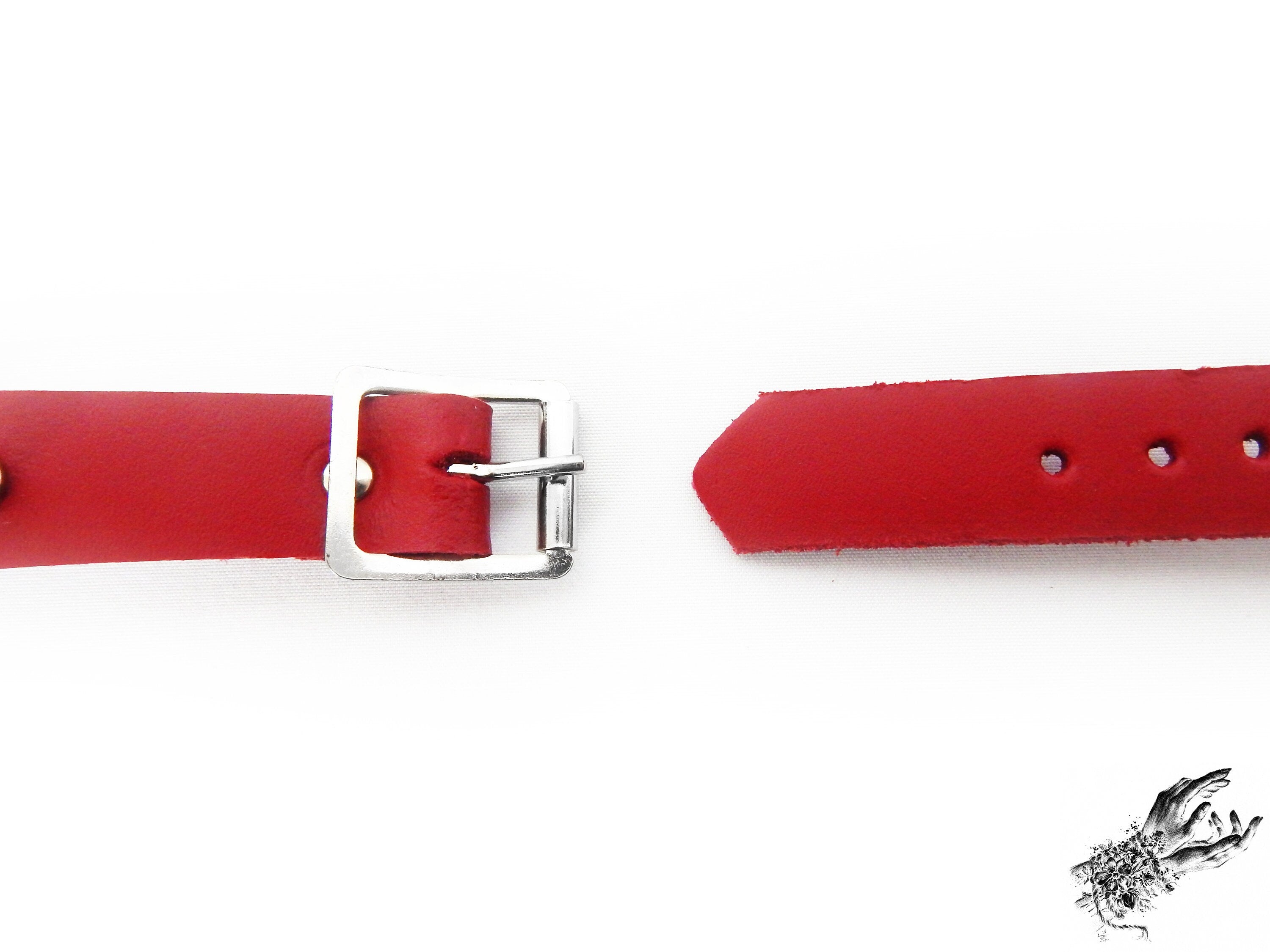 Red Studded O Ring Ankle Cuffs