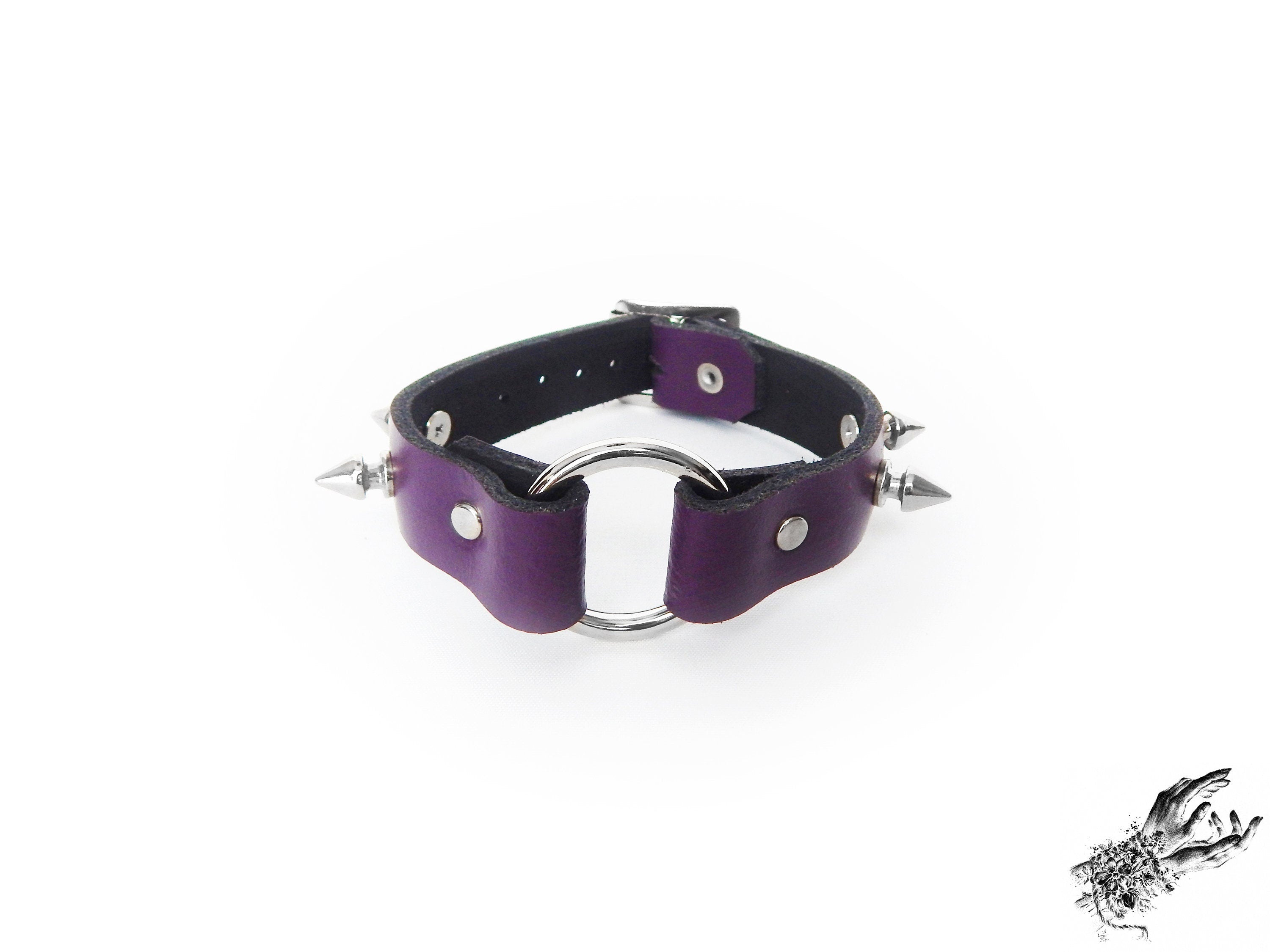 Purple Studded O Ring Ankle Cuffs