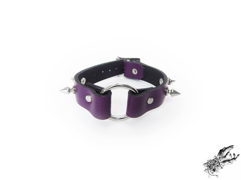 Purple Studded O Ring Ankle Cuffs