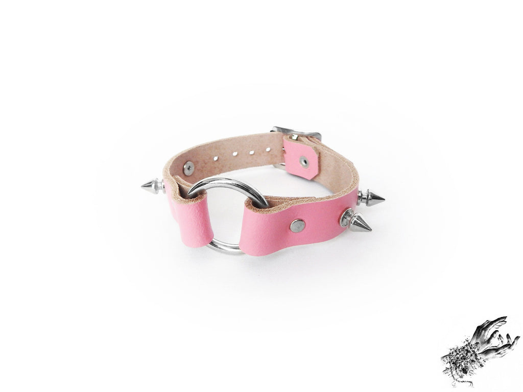 Pink Studded O Ring Ankle Cuffs