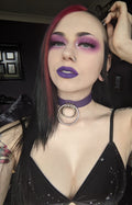 Purple Leather Double O Ring Choker