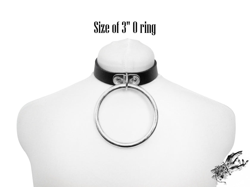 White Leather Studded D and O Ring Choker