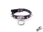 Purple Leather Studded D and O Ring Choker