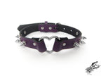 Purple Leather Studded Heart Ring Choker
