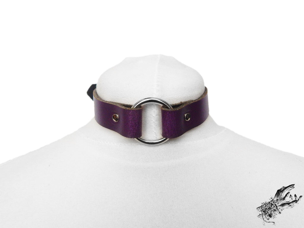 Purple Leather O Ring Choker