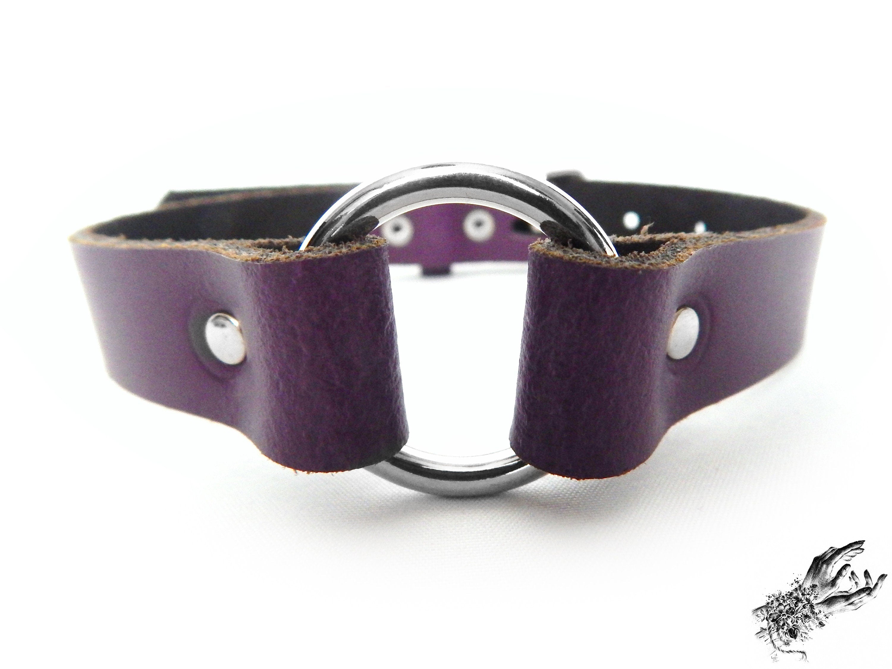 Purple Leather O Ring Choker