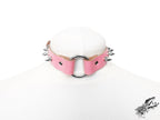 Pink Leather Studded O Ring Choker