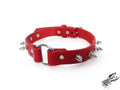Red Leather Studded O Ring Choker