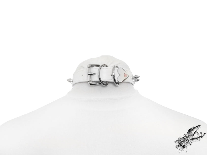 White Faux Leather O Ring Choker