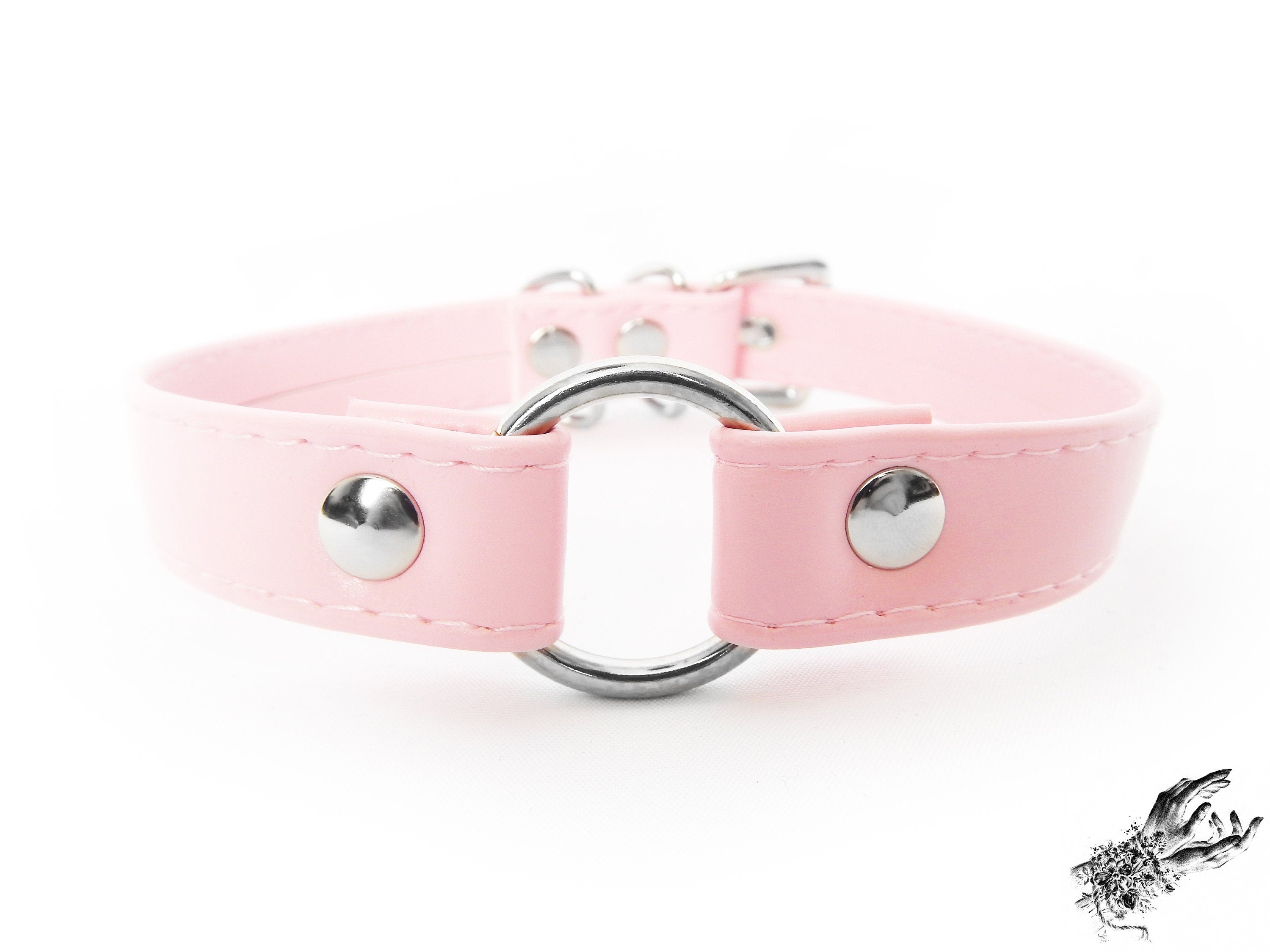 Pink Faux Leather O Ring Choker