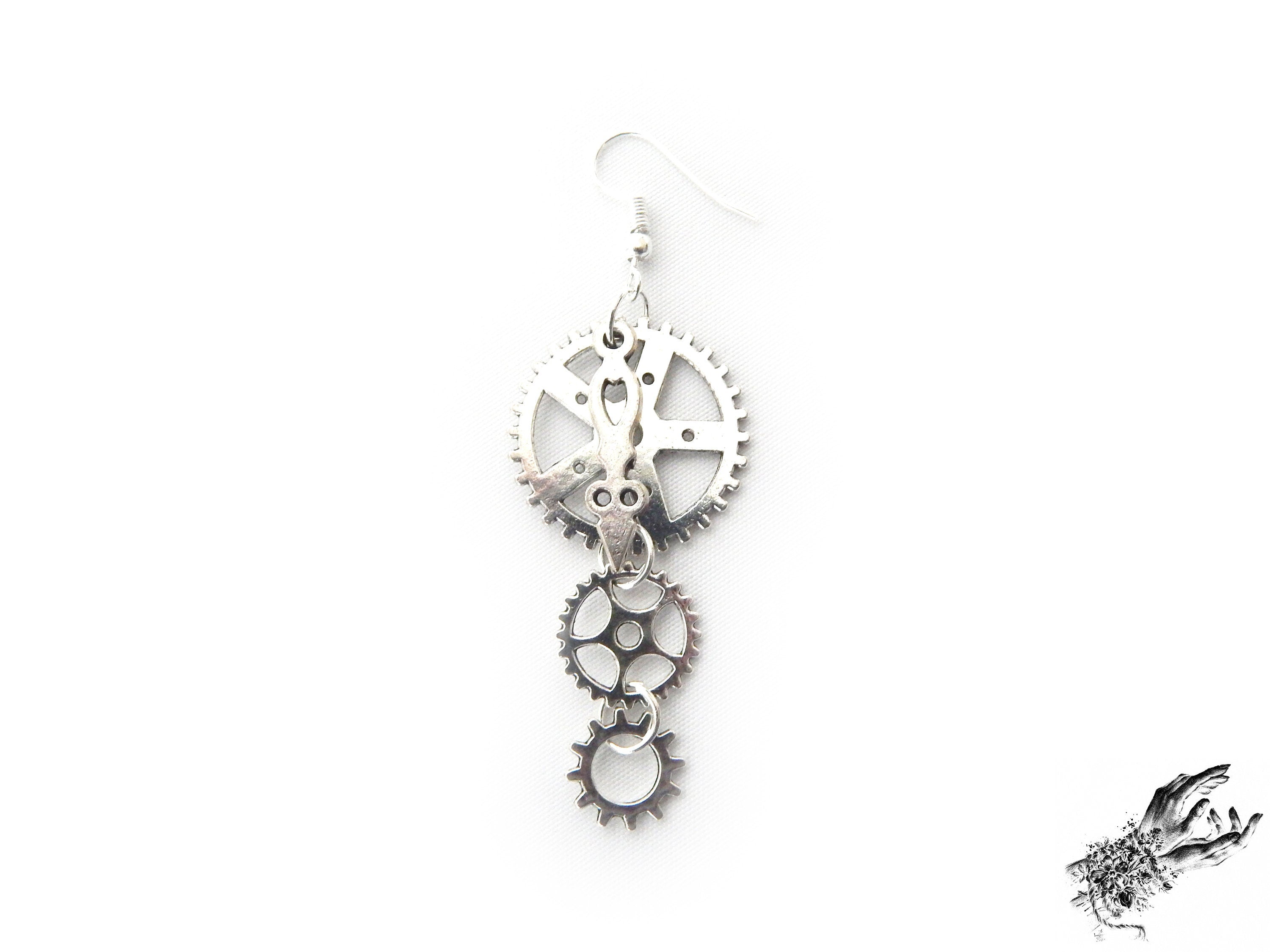 Antique Silver Gear Earrings