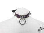 Purple Leather Studded D and O Ring Choker