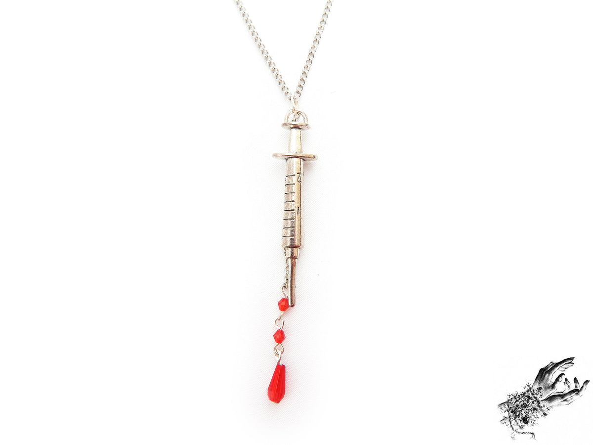 Antique Silver Syringe Necklace