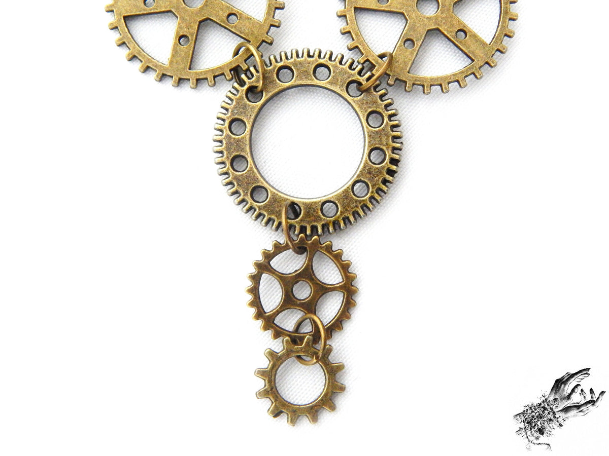 Antique Bronze Gear Necklace