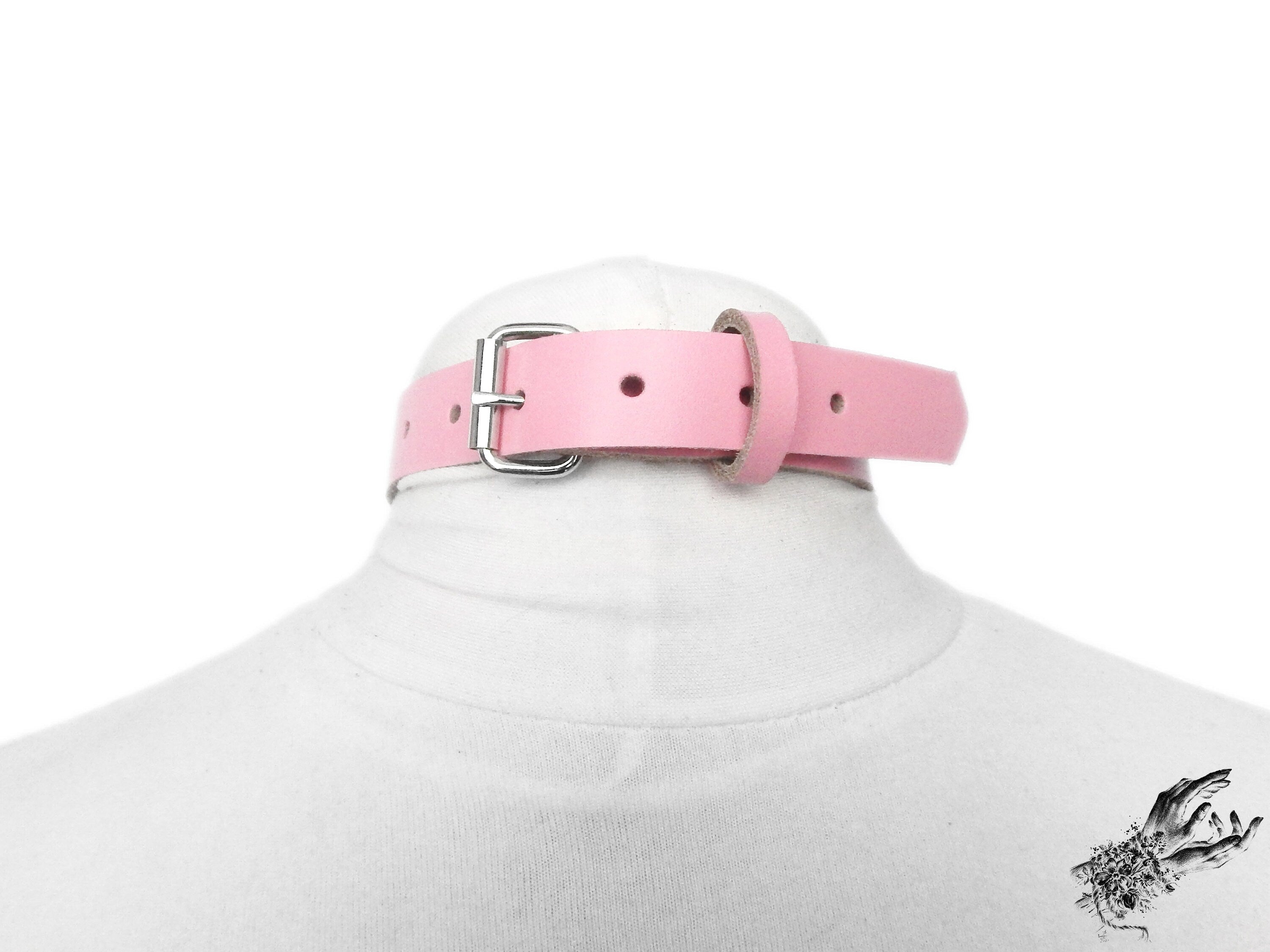 Pink Leather D and O Ring Choker