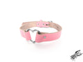 Pink Leather Heart Ring Choker