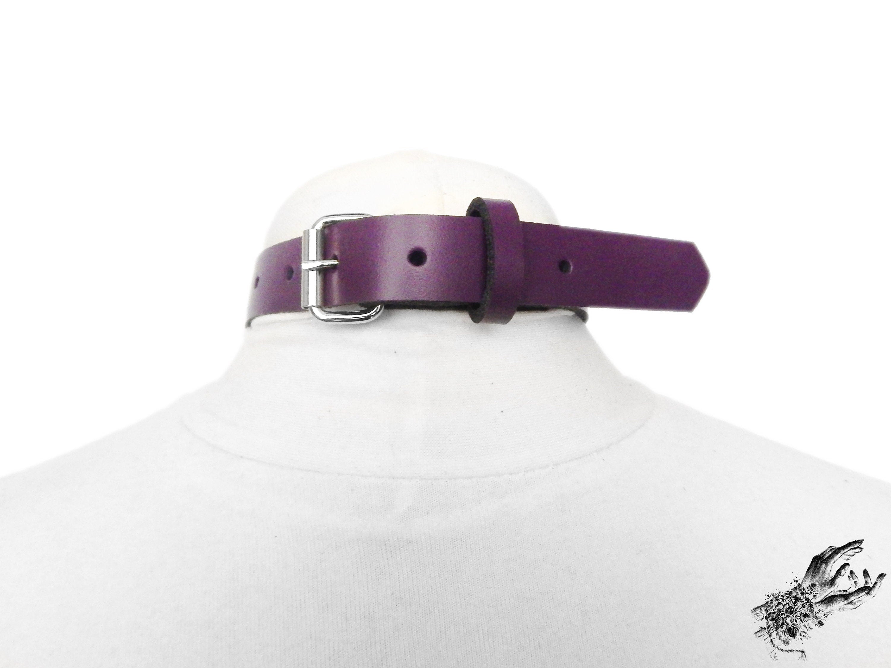 Purple Leather Heart Choker