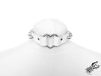 White Leather Studded Heart Ring Choker