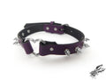 Purple Leather Studded Heart Ring Choker