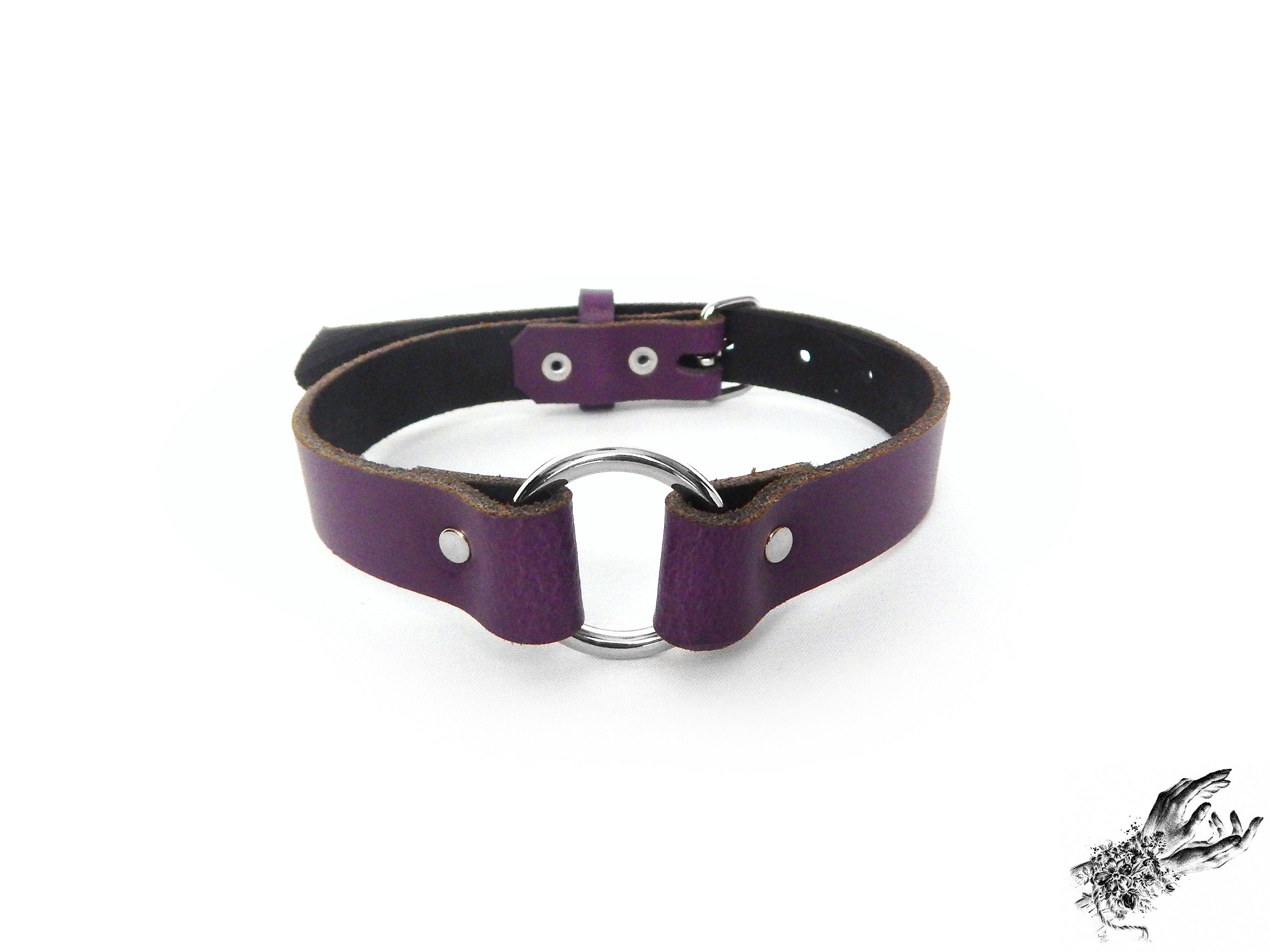 Purple Leather O Ring Choker