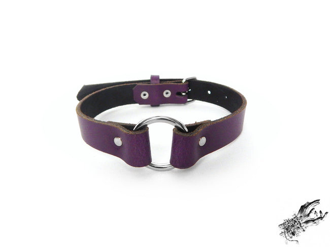 Purple Leather O Ring Choker