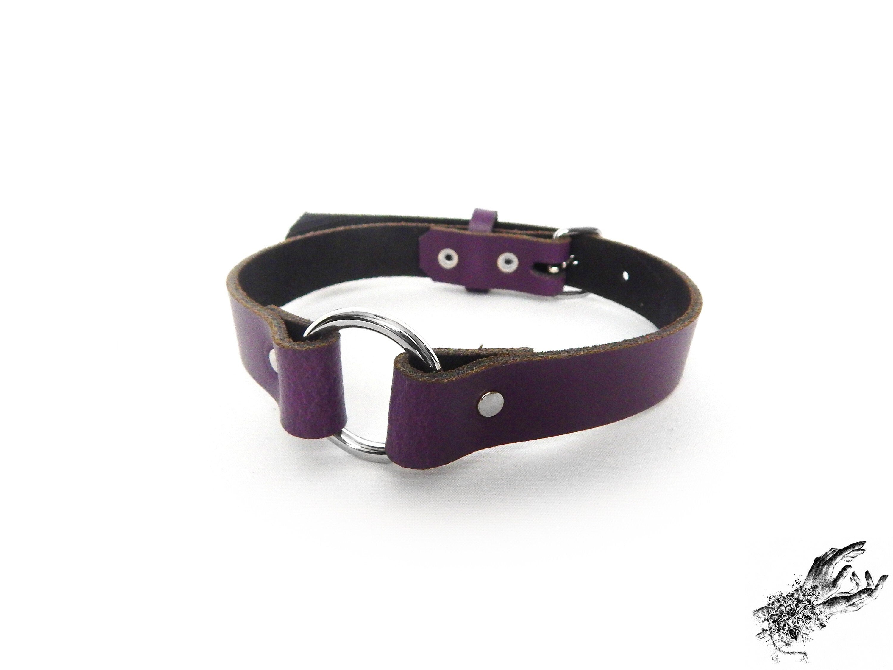 Purple Leather O Ring Choker