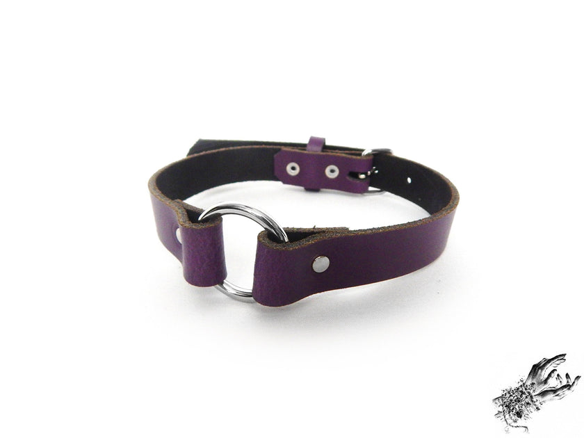 Purple Leather O Ring Choker