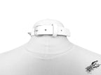 White Leather Studded O Ring Choker